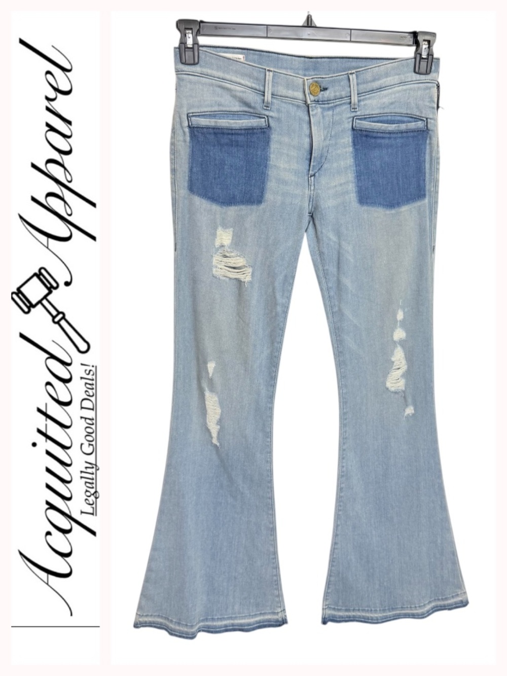 True Religion Karlie Low Rise Bell Bottom Destroyed Jeans